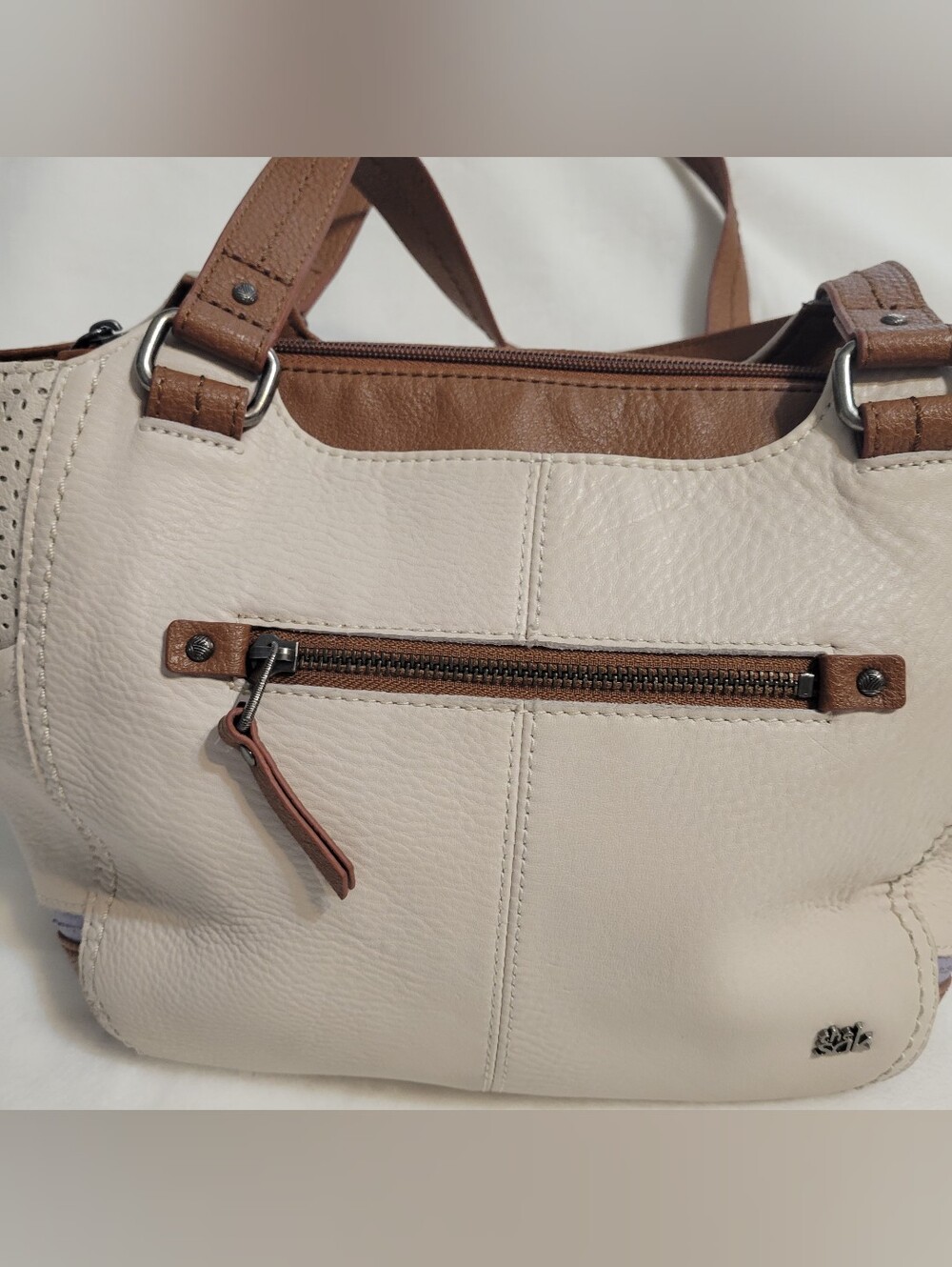 The Sak Two-Tone Cream and Tan Shoulder Bag